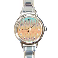 Boho Pastel Colors Round Italian Charm Watch by SpinnyChairDesigns