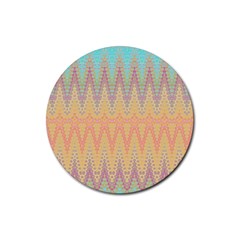 Boho Pastel Colors Rubber Coaster (round)  by SpinnyChairDesigns