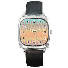 Boho Pastel Colors Square Metal Watch by SpinnyChairDesigns