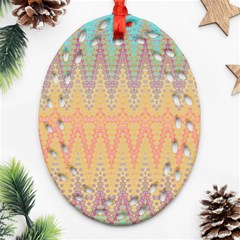 Boho Pastel Colors Ornament (oval Filigree) by SpinnyChairDesigns