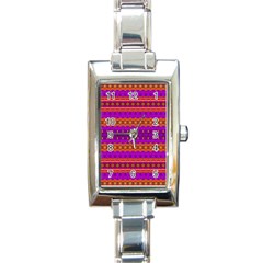 Boho Magenta And Gold Rectangle Italian Charm Watch by SpinnyChairDesigns