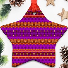 Boho Magenta And Gold Ornament (star) by SpinnyChairDesigns