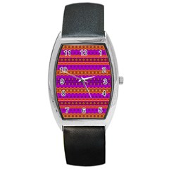 Boho Magenta And Gold Barrel Style Metal Watch by SpinnyChairDesigns