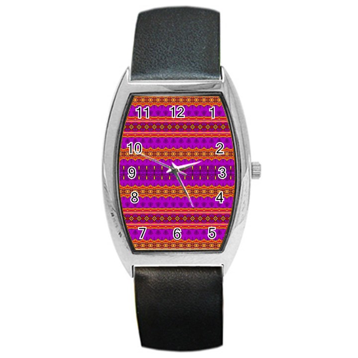 Boho Magenta and Gold Barrel Style Metal Watch