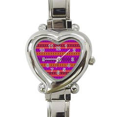 Boho Magenta And Gold Heart Italian Charm Watch by SpinnyChairDesigns