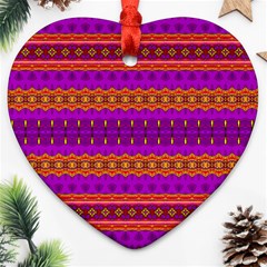 Boho Magenta And Gold Heart Ornament (two Sides) by SpinnyChairDesigns