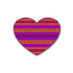 Boho Magenta And Gold Rubber Coaster (heart)  by SpinnyChairDesigns