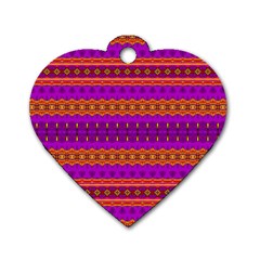 Boho Magenta And Gold Dog Tag Heart (one Side) by SpinnyChairDesigns