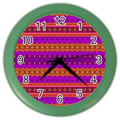 Boho Magenta And Gold Color Wall Clock by SpinnyChairDesigns