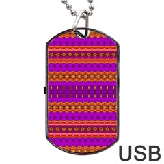 Boho Magenta And Gold Dog Tag Usb Flash (one Side) by SpinnyChairDesigns