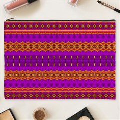 Boho Magenta And Gold Cosmetic Bag (xxxl) by SpinnyChairDesigns