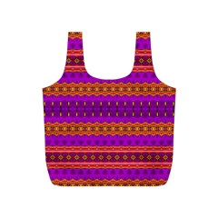 Boho Magenta And Gold Full Print Recycle Bag (s) by SpinnyChairDesigns