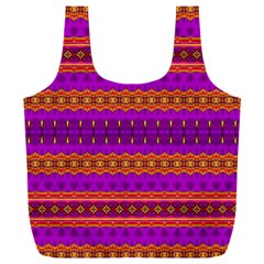 Boho Magenta And Gold Full Print Recycle Bag (xxxl) by SpinnyChairDesigns