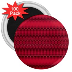 Crimson Red Pattern 3  Magnets (100 Pack) by SpinnyChairDesigns