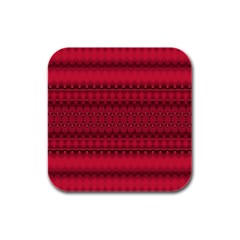 Crimson Red Pattern Rubber Square Coaster (4 Pack)  by SpinnyChairDesigns