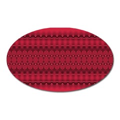 Crimson Red Pattern Oval Magnet by SpinnyChairDesigns