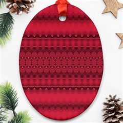 Crimson Red Pattern Oval Ornament (two Sides) by SpinnyChairDesigns