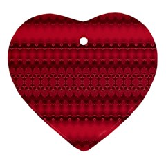 Crimson Red Pattern Heart Ornament (two Sides) by SpinnyChairDesigns