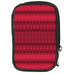 Crimson Red Pattern Compact Camera Leather Case by SpinnyChairDesigns