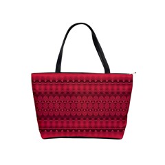 Crimson Red Pattern Classic Shoulder Handbag by SpinnyChairDesigns