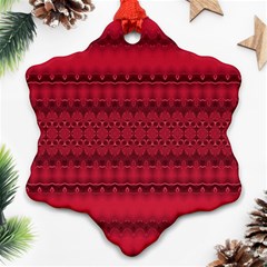 Crimson Red Pattern Ornament (snowflake) by SpinnyChairDesigns