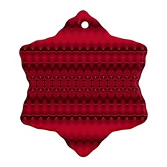 Crimson Red Pattern Snowflake Ornament (two Sides) by SpinnyChairDesigns