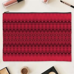 Crimson Red Pattern Cosmetic Bag (xxxl) by SpinnyChairDesigns