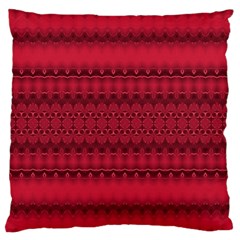 Crimson Red Pattern Large Flano Cushion Case (one Side) by SpinnyChairDesigns