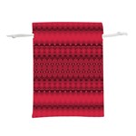 Crimson Red Pattern Lightweight Drawstring Pouch (L) Front