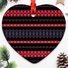 Boho Orange Black Ornament (heart) by SpinnyChairDesigns