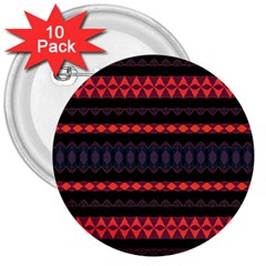 Boho Orange Black 3  Buttons (10 Pack)  by SpinnyChairDesigns