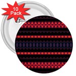 Boho Orange Black 3  Buttons (10 pack)  Front