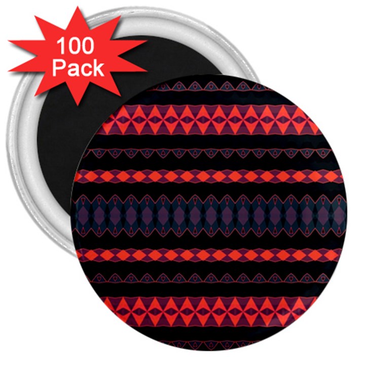 Boho Orange Black 3  Magnets (100 pack)