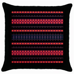 Boho Orange Black Throw Pillow Case (black) by SpinnyChairDesigns