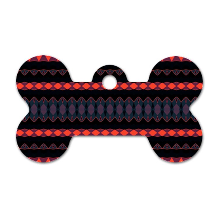 Boho Orange Black Dog Tag Bone (Two Sides)