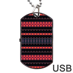 Boho Orange Black Dog Tag Usb Flash (one Side) by SpinnyChairDesigns