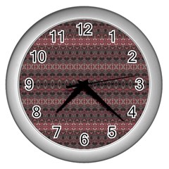 Boho Wine Grey Wall Clock (silver) by SpinnyChairDesigns