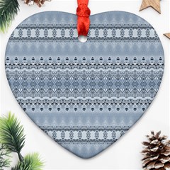 Boho Faded Blue Grey Ornament (heart) by SpinnyChairDesigns