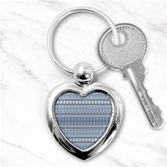 Boho Faded Blue Grey Key Chain (heart) by SpinnyChairDesigns