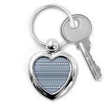 Boho Faded Blue Grey Key Chain (Heart) Front