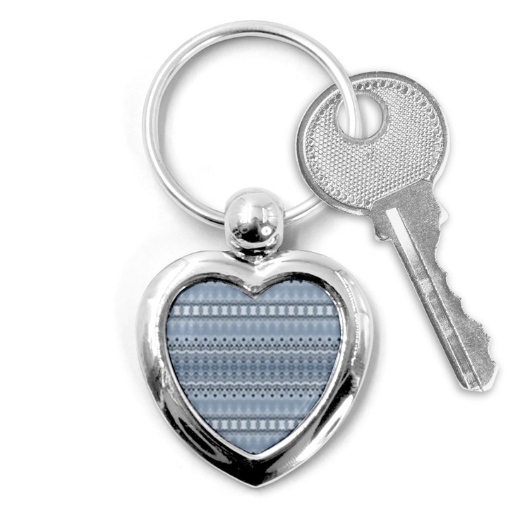 Boho Faded Blue Grey Key Chain (Heart)