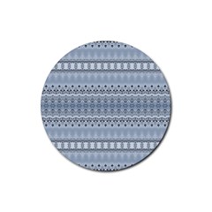 Boho Faded Blue Grey Rubber Coaster (round)  by SpinnyChairDesigns