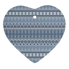 Boho Faded Blue Grey Heart Ornament (two Sides) by SpinnyChairDesigns