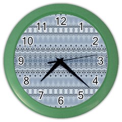 Boho Faded Blue Grey Color Wall Clock by SpinnyChairDesigns