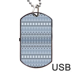 Boho Faded Blue Grey Dog Tag Usb Flash (two Sides) by SpinnyChairDesigns