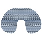 Boho Faded Blue Grey Travel Neck Pillow Front