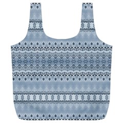 Boho Faded Blue Grey Full Print Recycle Bag (xl) by SpinnyChairDesigns