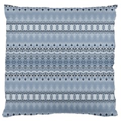 Boho Faded Blue Grey Large Flano Cushion Case (two Sides) by SpinnyChairDesigns