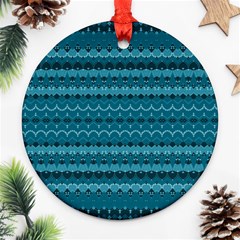 Boho Teal Pattern Ornament (round) by SpinnyChairDesigns