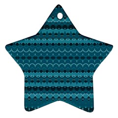 Boho Teal Pattern Ornament (star) by SpinnyChairDesigns